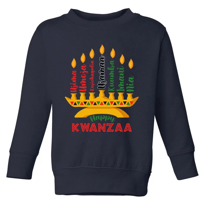 Funny Happy Kwanzaa Kinara Seven Candles Principles Of Kwanzaa Toddler Sweatshirt