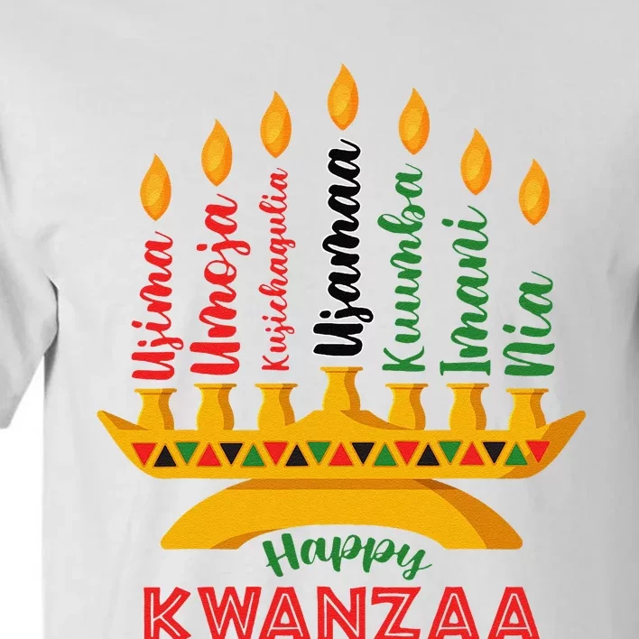 Funny Happy Kwanzaa Kinara Seven Candles Principles Of Kwanzaa Tall T-Shirt