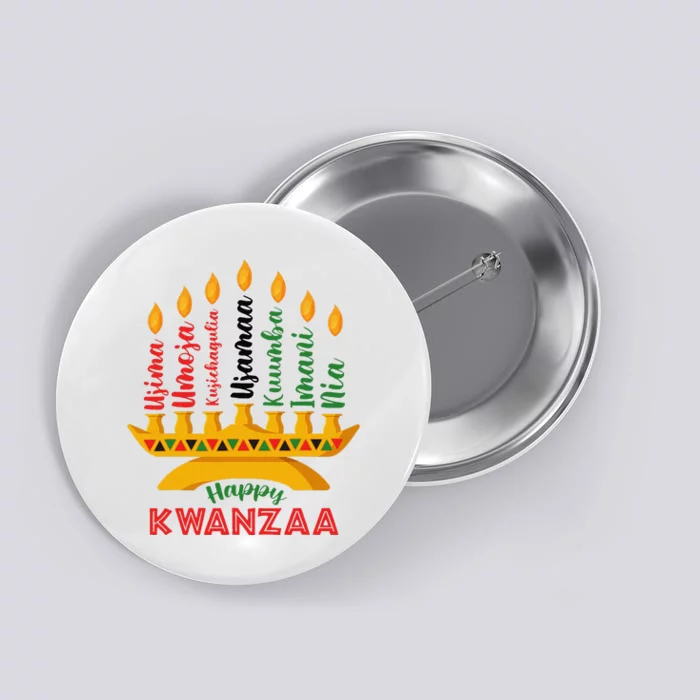 Funny Happy Kwanzaa Kinara Seven Candles Principles Of Kwanzaa Button