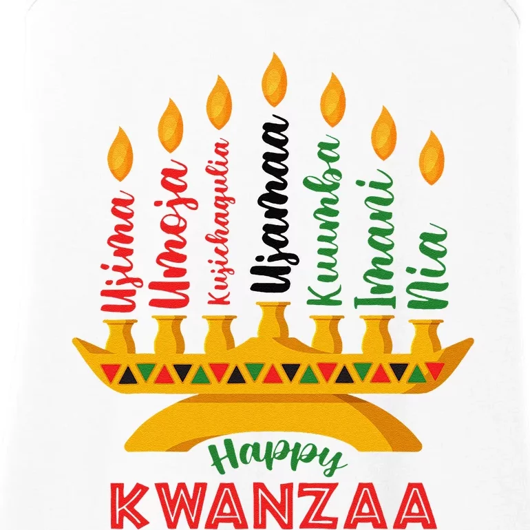 Funny Happy Kwanzaa Kinara Seven Candles Principles Of Kwanzaa Ladies Essential Tank