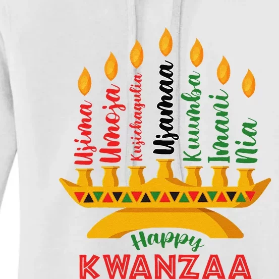 Funny Happy Kwanzaa Kinara Seven Candles Principles Of Kwanzaa Women's Pullover Hoodie