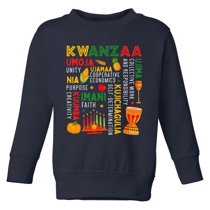 Funny Happy Kwanzaa Seven Principles Of Kwanzaa Toddler Sweatshirt