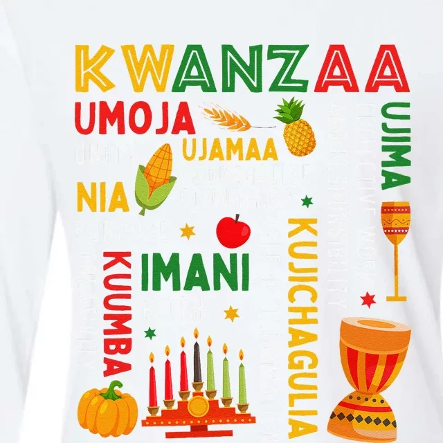 Funny Happy Kwanzaa Seven Principles Of Kwanzaa Womens Cotton Relaxed Long Sleeve T-Shirt