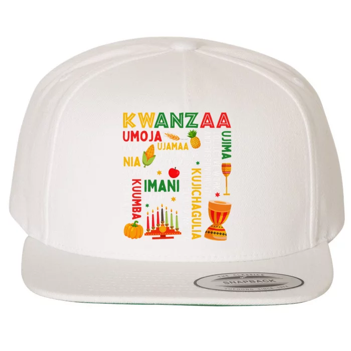 Funny Happy Kwanzaa Seven Principles Of Kwanzaa Wool Snapback Cap