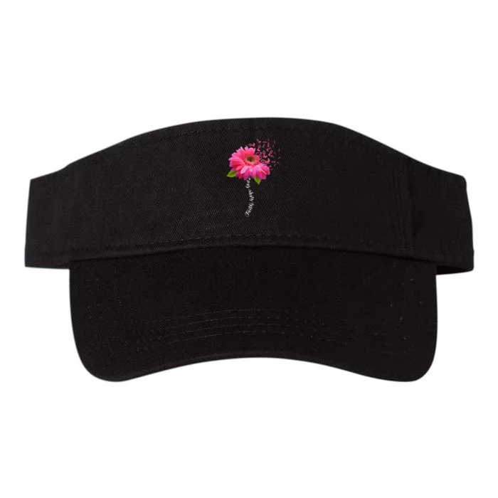 Faith Hope Love Pink Ribbon Daisy Flower Breast Cancer Valucap Bio-Washed Visor