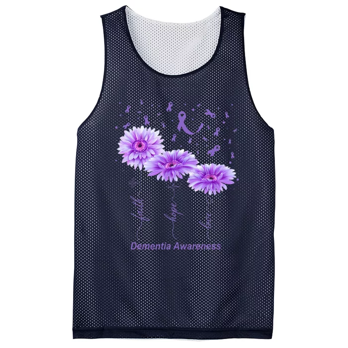 Faith Hope Love Purple Flower Ribbon Dementia Awareness Mesh Reversible Basketball Jersey Tank