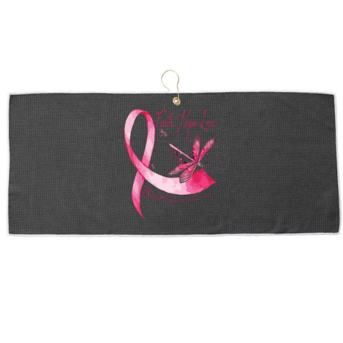 Faith Hope Love Dragonfly Pink Ribbon Breast Cancer Large Microfiber Waffle Golf Towel