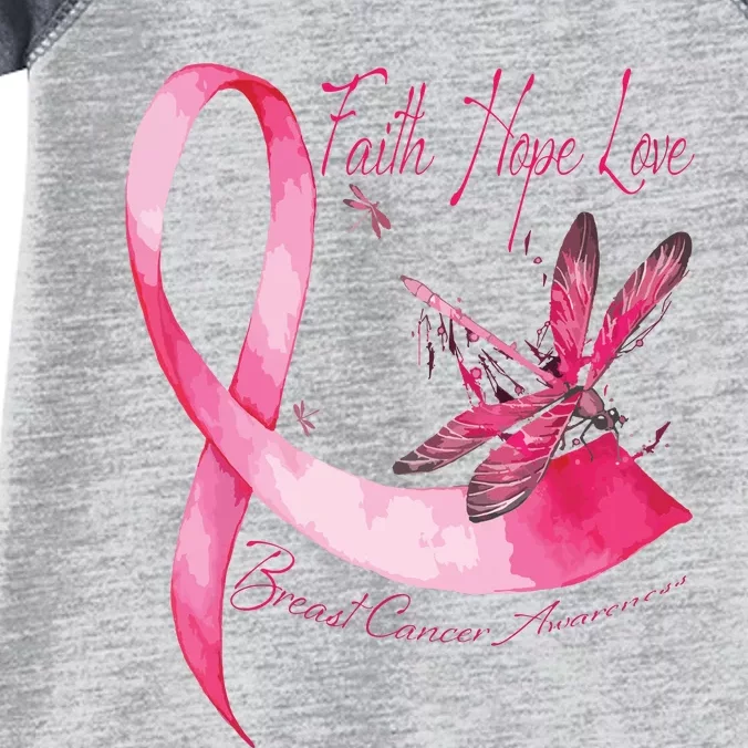 Faith Hope Love Dragonfly Pink Ribbon Breast Cancer Infant Baby Jersey Bodysuit