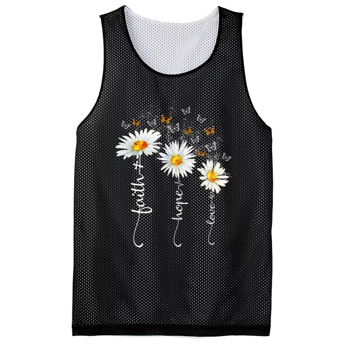 Faith & Hope & Love Butterfly Daisy Chirstian God Religious Mesh Reversible Basketball Jersey Tank