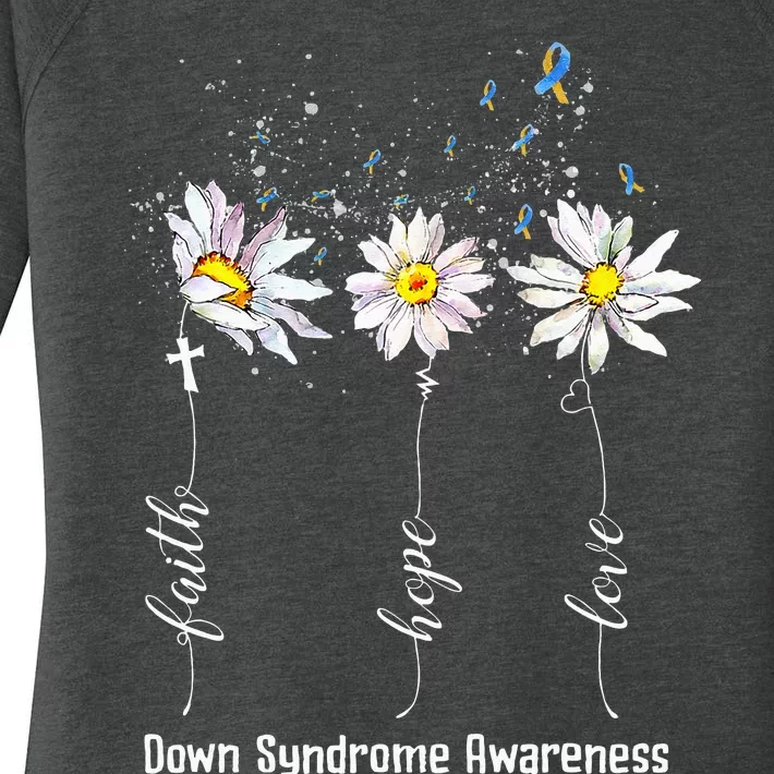 Faith Hope Love Down Syndrome Awareness Flower Gifts Women's Perfect Tri Tunic Long Sleeve Shirt