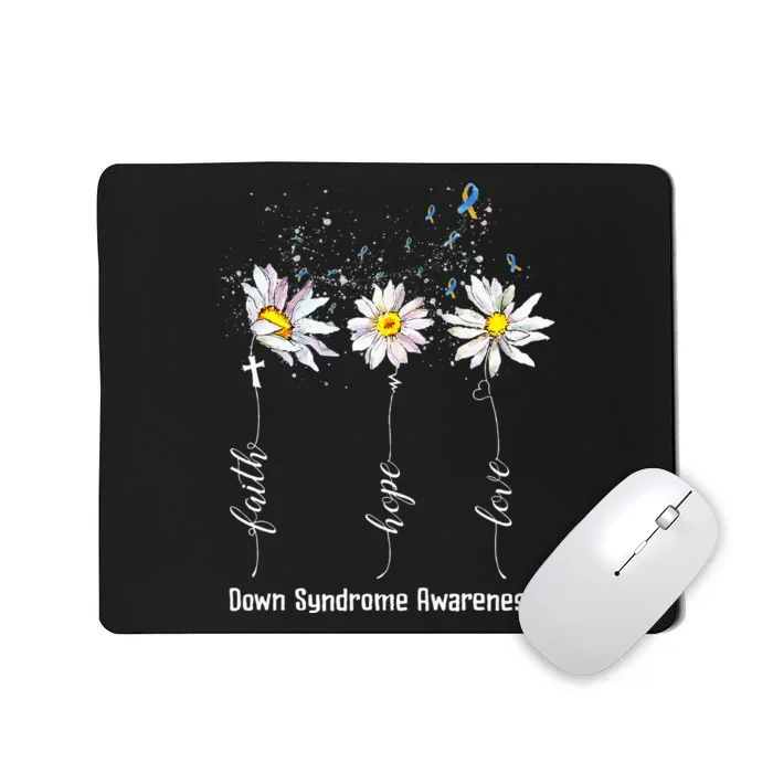 Faith Hope Love Down Syndrome Awareness Flower Gifts Mousepad