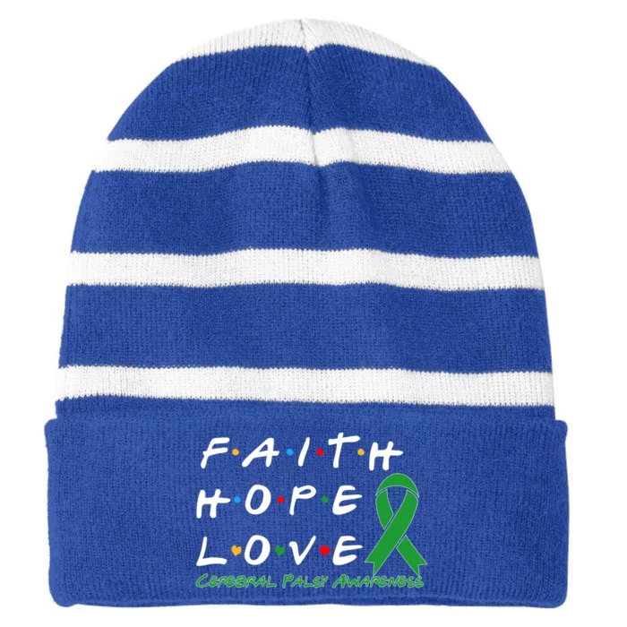 Faith Hope Love Cerebral Palsy Awareness Cool Gift Striped Beanie with Solid Band