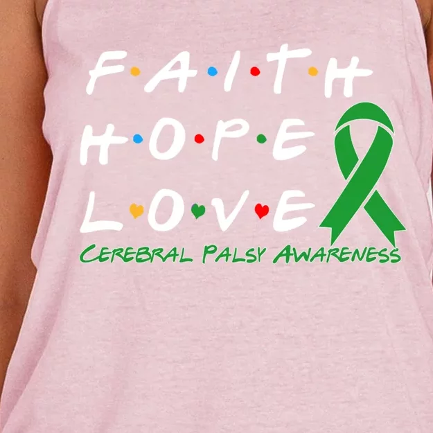 Faith Hope Love Cerebral Palsy Awareness Cool Gift Women's Knotted Racerback Tank