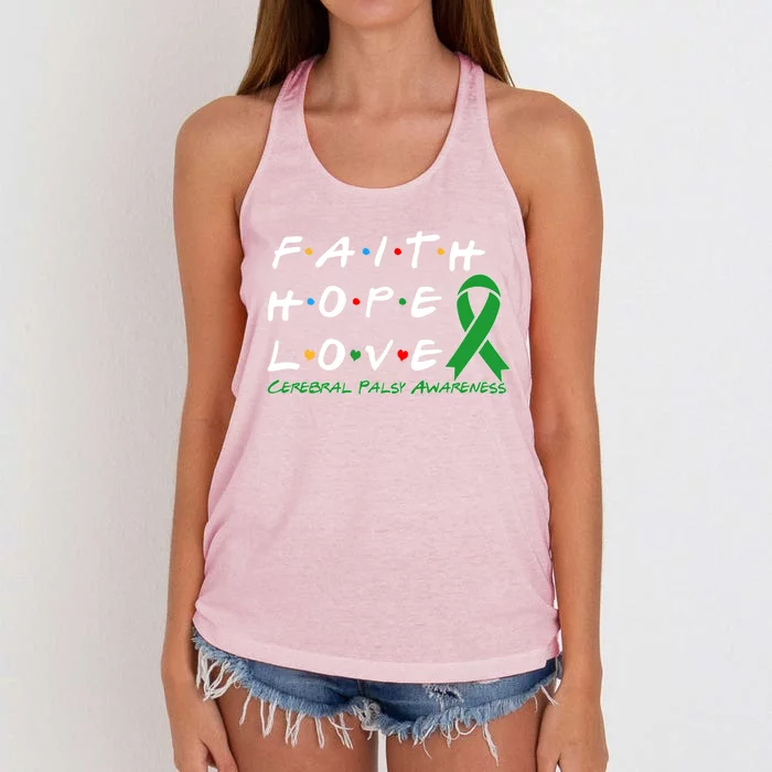 Faith Hope Love Cerebral Palsy Awareness Cool Gift Women's Knotted Racerback Tank