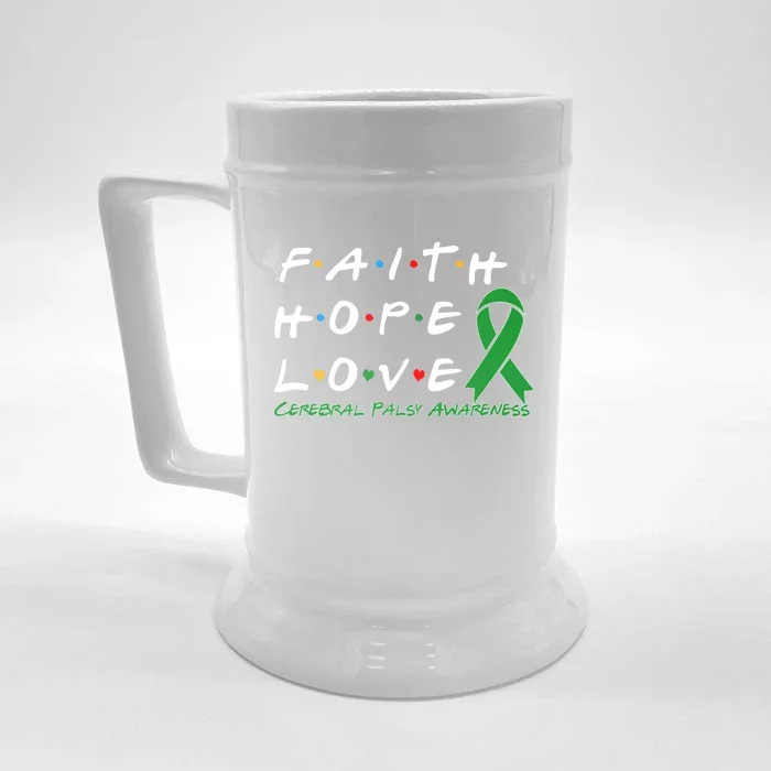 Faith Hope Love Cerebral Palsy Awareness Cool Gift Front & Back Beer Stein