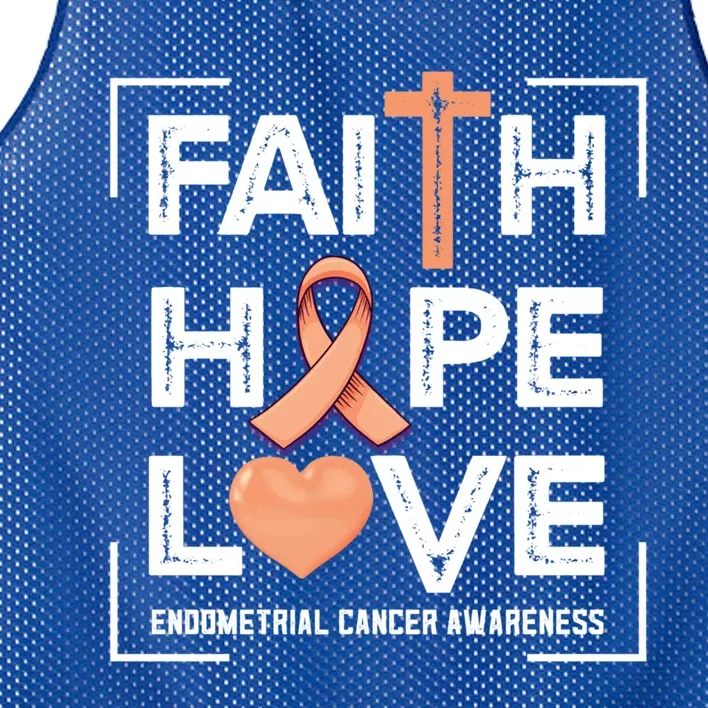 Faith Hope Love Endometrial Cancer Awareness Gift Mesh Reversible Basketball Jersey Tank