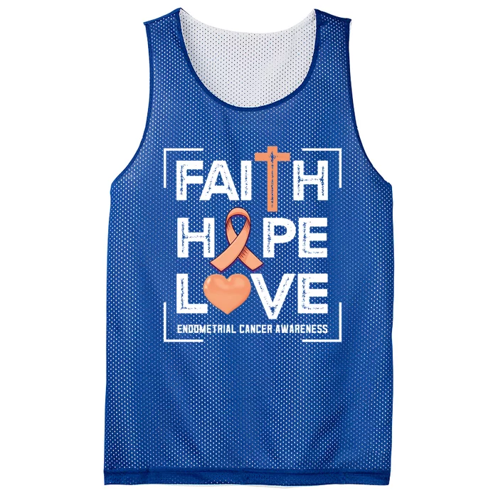 Faith Hope Love Endometrial Cancer Awareness Gift Mesh Reversible Basketball Jersey Tank