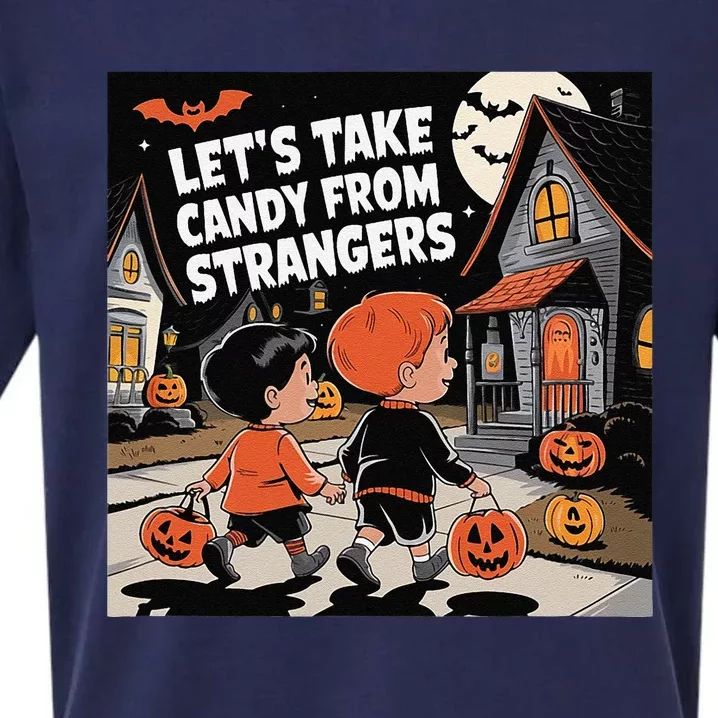 Funny Halloween LetS Take Candy From Strangers Sueded Cloud Jersey T-Shirt