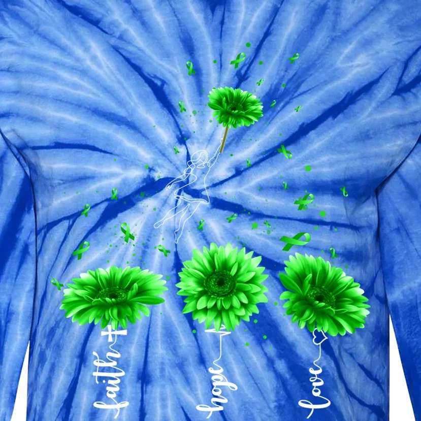 Faith Hope Love Green Sunflower Cerebral Palsy Awareness Cool Gift Tie-Dye Long Sleeve Shirt