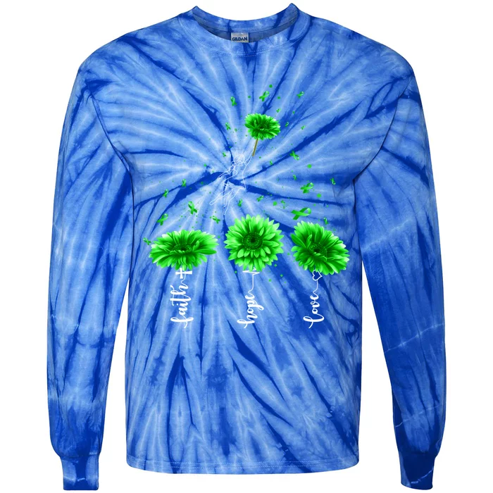 Faith Hope Love Green Sunflower Cerebral Palsy Awareness Cool Gift Tie-Dye Long Sleeve Shirt