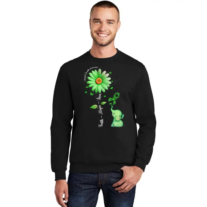 Faith Hope Love Sunflower Elephant Mental Health Awareness Sweatshirt