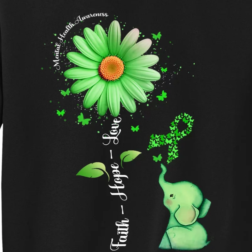 Faith Hope Love Sunflower Elephant Mental Health Awareness Sweatshirt