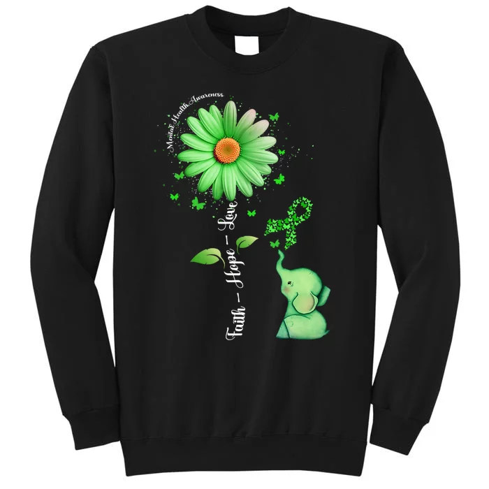 Faith Hope Love Sunflower Elephant Mental Health Awareness Sweatshirt