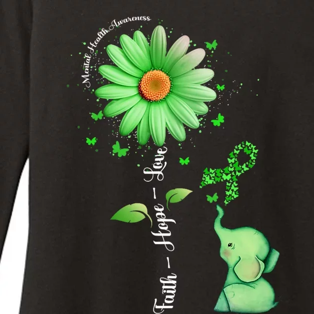 Faith Hope Love Sunflower Elephant Mental Health Awareness Womens CVC Long Sleeve Shirt