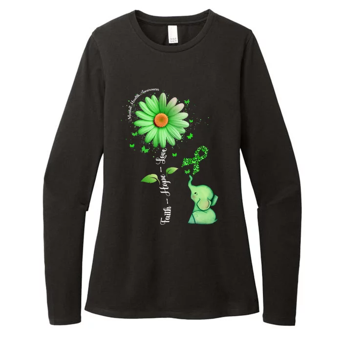 Faith Hope Love Sunflower Elephant Mental Health Awareness Womens CVC Long Sleeve Shirt