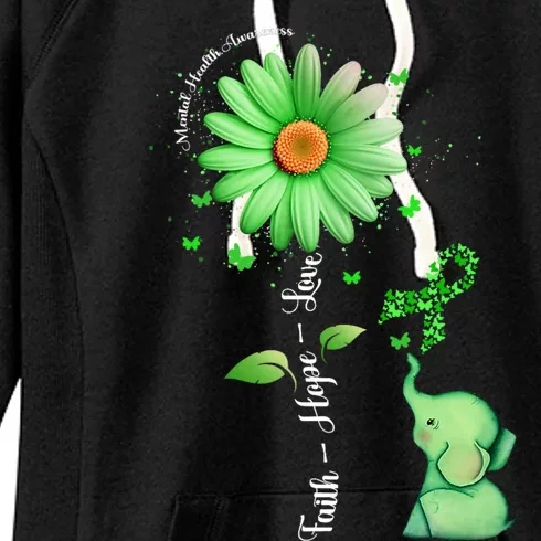 Faith Hope Love Sunflower Elephant Mental Health Awareness Women's Fleece Hoodie