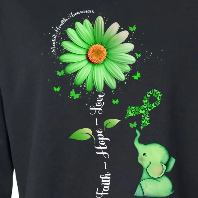 Faith Hope Love Sunflower Elephant Mental Health Awareness Cropped Pullover Crew