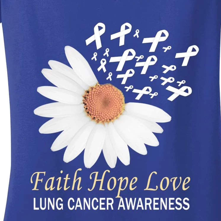 Faith Hope Love Lung Cancer Awareness Funny Gift Women's V-Neck T-Shirt