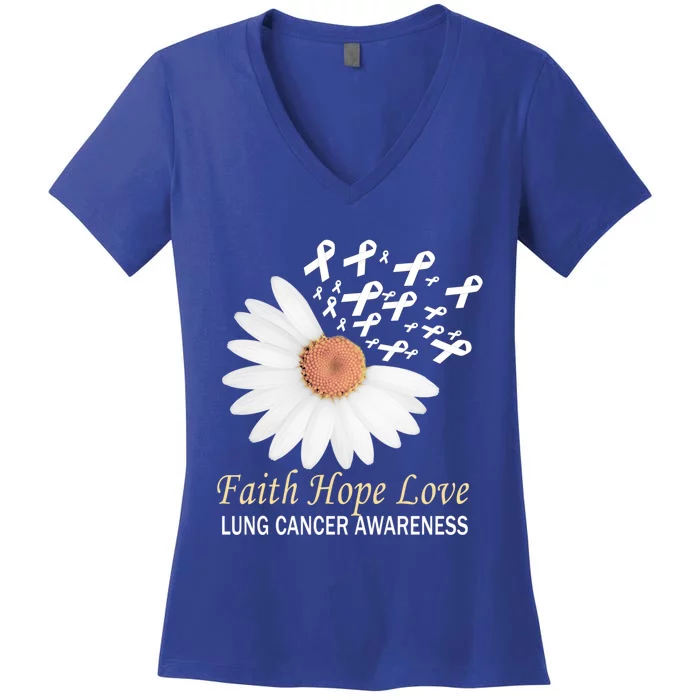 Faith Hope Love Lung Cancer Awareness Funny Gift Women's V-Neck T-Shirt