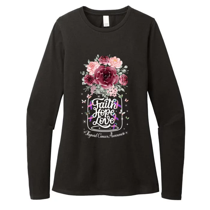 Faith Hope Love Thyroid Cancer Awareness Gift Survivor Gift Womens CVC Long Sleeve Shirt