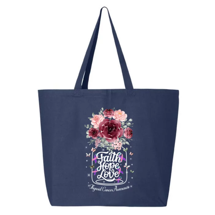 Faith Hope Love Thyroid Cancer Awareness Gift Survivor Gift 25L Jumbo Tote