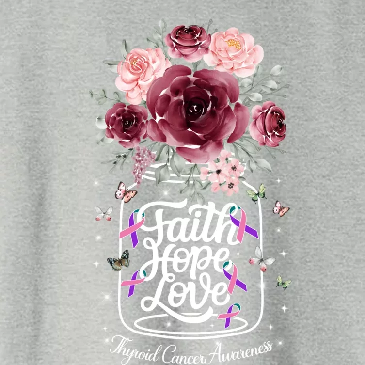 Faith Hope Love Thyroid Cancer Awareness Gift Survivor Gift Women's Crop Top Tee