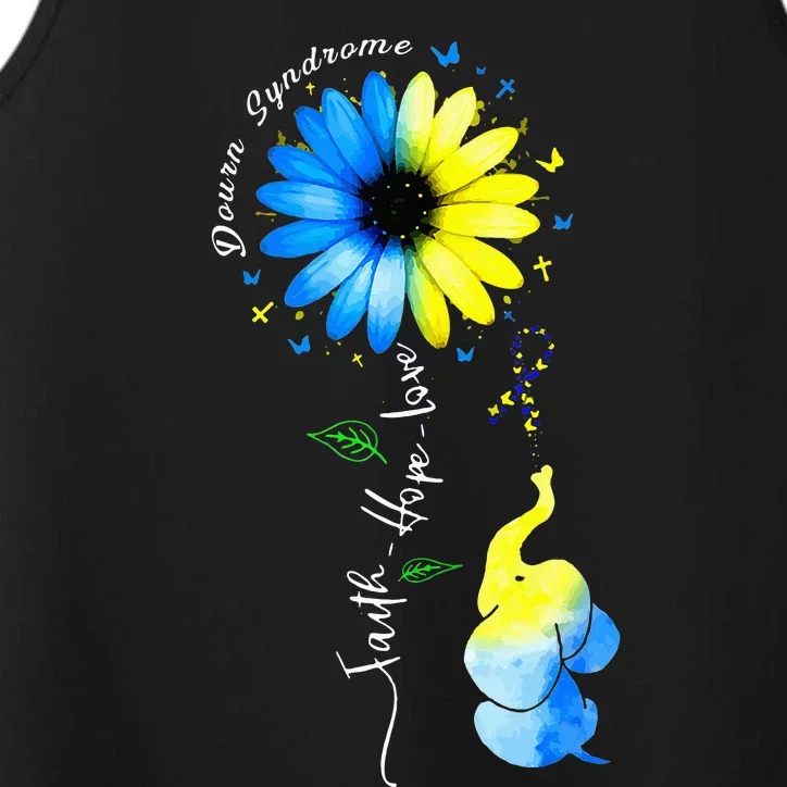 Faith Hope Love Awareness Downs Syndrome The Blue Elephant Performance Tank