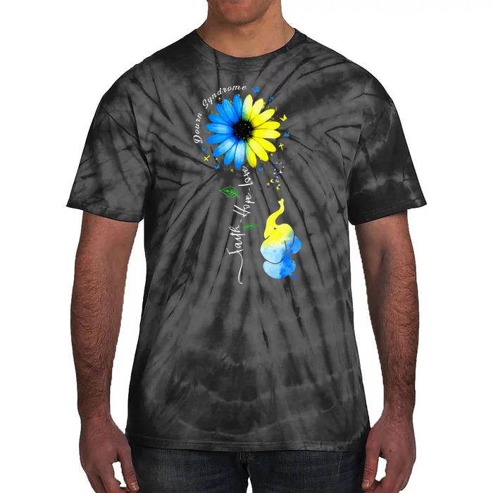 Faith Hope Love Awareness Downs Syndrome The Blue Elephant Tie-Dye T-Shirt