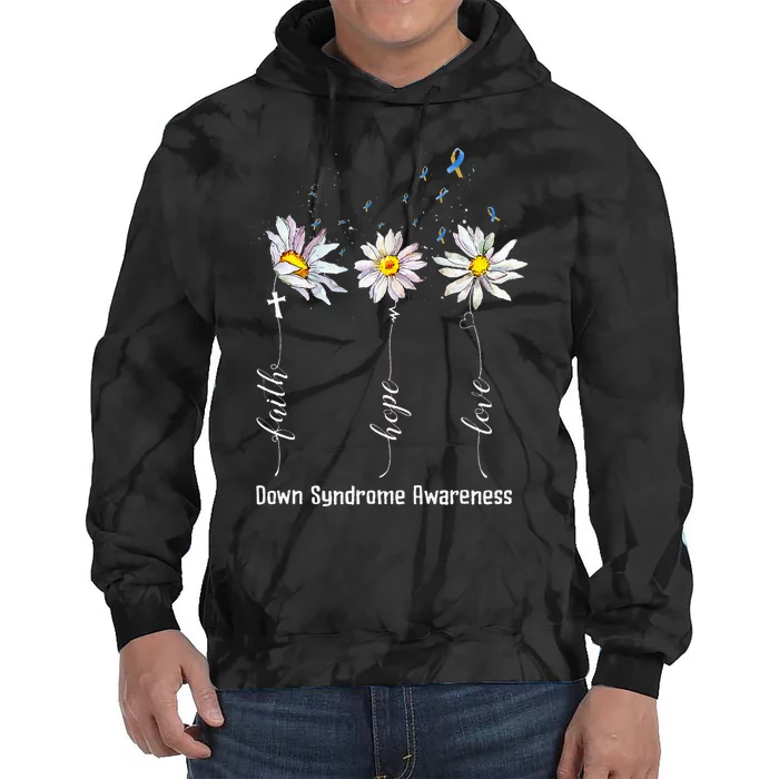 Faith Hope Love Down Syndrome Awareness Flower Tie Dye Hoodie