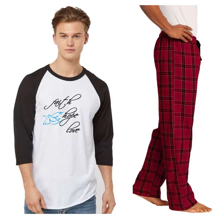 Faith Hope Love Spiritual Tee Raglan Sleeve Pajama Set