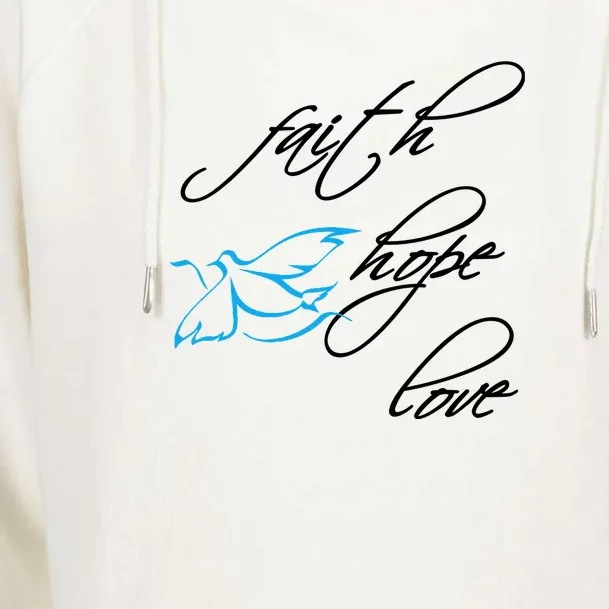 Faith Hope Love Spiritual Tee Womens Funnel Neck Pullover Hood