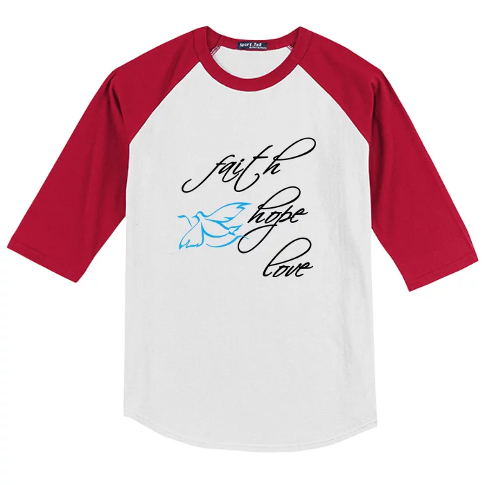 Faith Hope Love Spiritual Tee Kids Colorblock Raglan Jersey