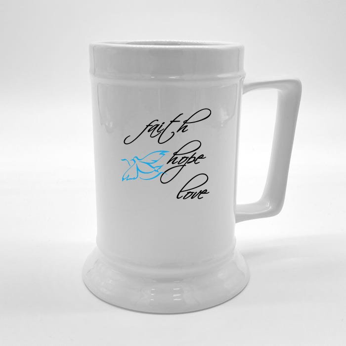 Faith Hope Love Spiritual Tee Front & Back Beer Stein