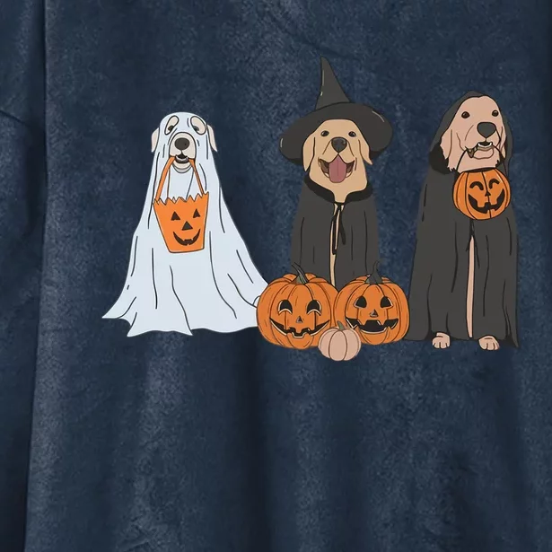 Funny Halloween Labrador Golden Retriever Ghost Dog Witch Meaningful Gift Hooded Wearable Blanket