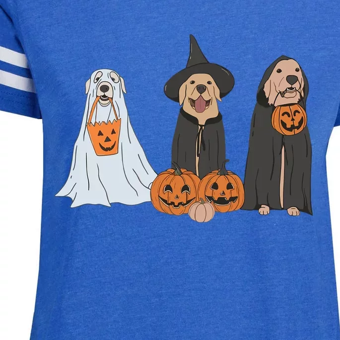 Funny Halloween Labrador Golden Retriever Ghost Dog Witch Meaningful Gift Enza Ladies Jersey Football T-Shirt