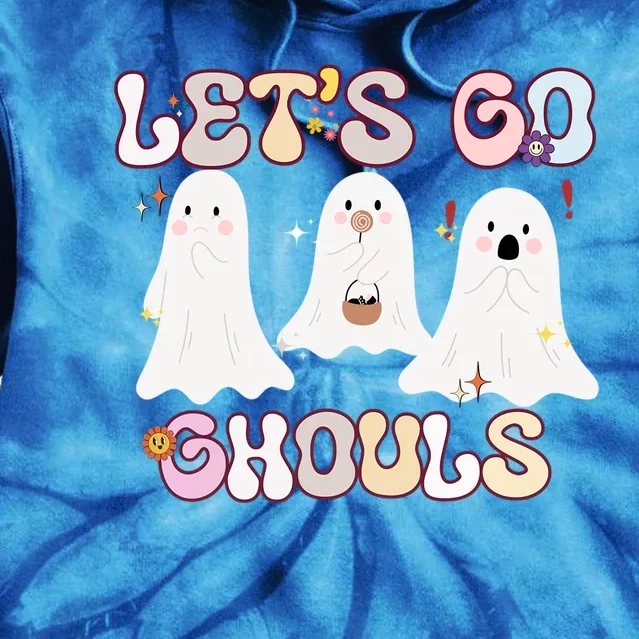 Funny Halloween Lets Go Ghouls Groovy Retro Cool Time Gift Tie Dye Hoodie