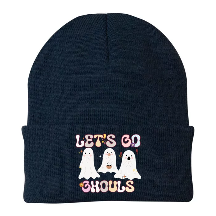 Funny Halloween Lets Go Ghouls Groovy Retro Cool Time Gift Knit Cap Winter Beanie