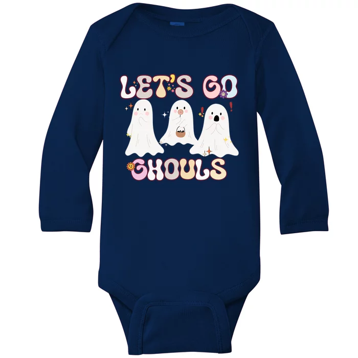 Funny Halloween Lets Go Ghouls Groovy Retro Cool Time Gift Baby Long Sleeve Bodysuit