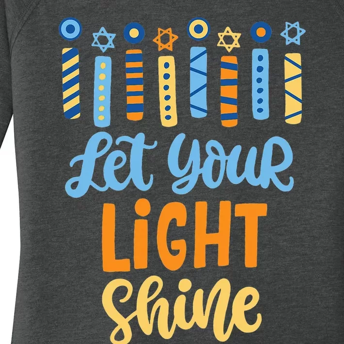 Funny Hanukkah Let Your Light Shine Menorah Women's Perfect Tri Tunic Long Sleeve Shirt