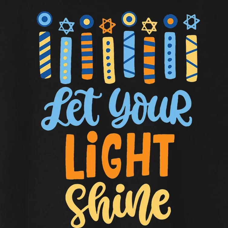 Funny Hanukkah Let Your Light Shine Menorah Women's Crop Top Tee